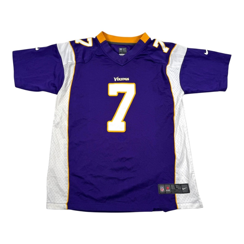 Minnesota Vikings Football Jersey Youth Large Purple NFL Nike Ponder #7 On Field